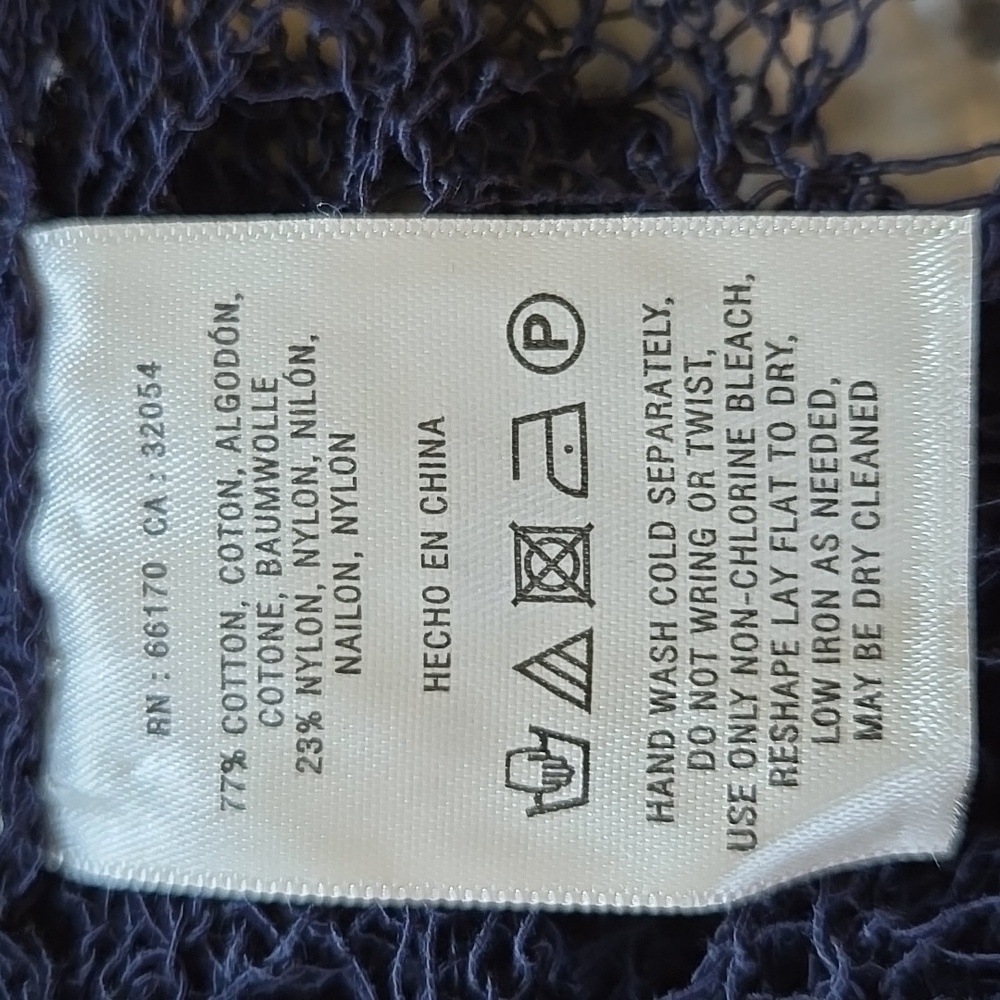 Anthropologie Little Yellow Bird Open Knit Pullover Crochet Top Navy EUC - XS - Picture 8 of 8